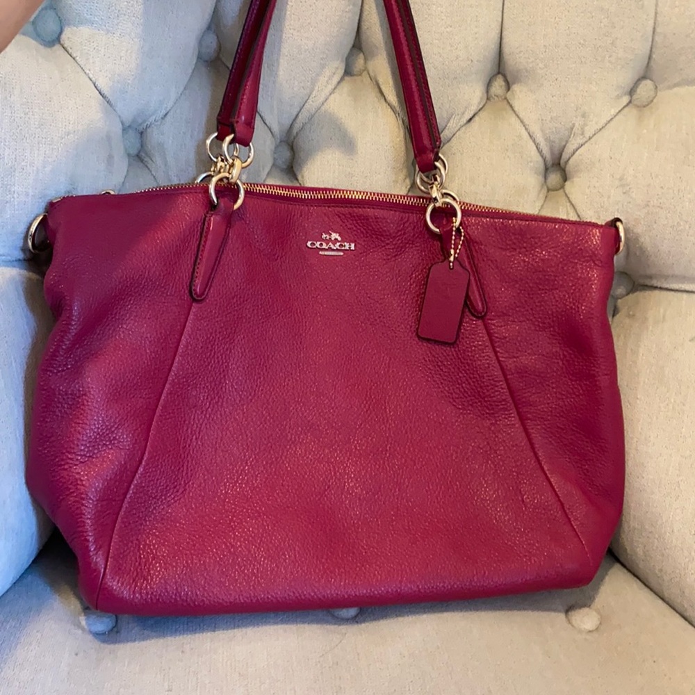 LIKE NEW leather Coach. The perfect pink for fall
